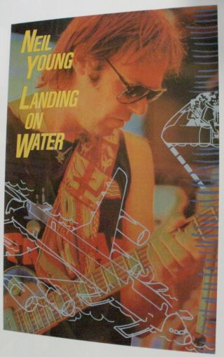 Neil Young Landing On Water Promo Poster 1986