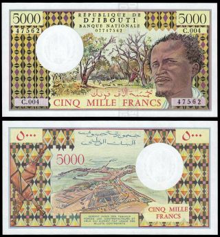 Djibouti 5000 Francs (p38d) N.  D.  (1979) Unc