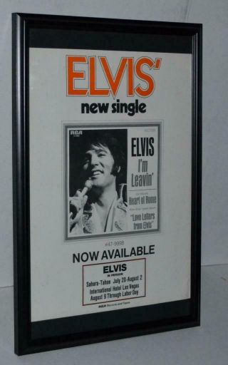 Elvis Presley 1971 Sahara - Tahoe / Las Vegas Concerts Framed Promo Poster / Ad