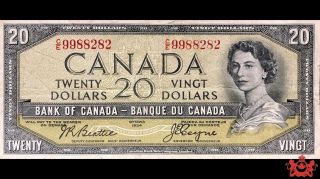 1954 Bank Of Canada 20$ Devil Face Beattie/coyne C/e9988282 - Vf -