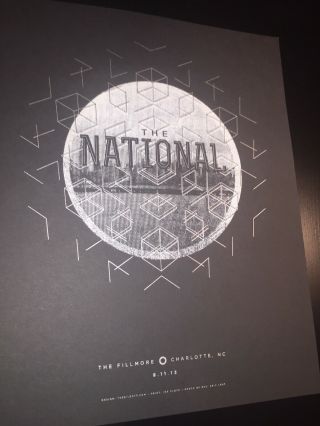 The National Poster - Screen Print - Charlotte,  Nc - Fillmore - 9/11/13
