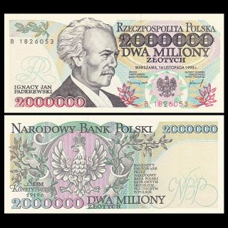 Poland 2000000 2,  000,  000 Zlotych,  1993,  P - 163,  Banknote,  Unc