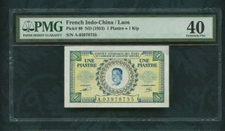 1953 Pick 99 1 Piastre French Indo - China / Viet Nam Pmg 40