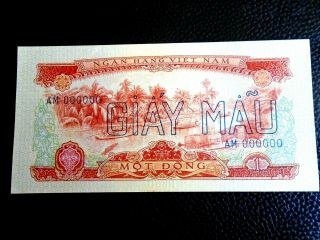 Vietnam 1966 1 Dong Specimen Note P - 40 Unc.  Gorgeous Note Same As Pictured
