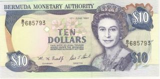 Bermuda $10 Dollars Currency Banknote 1997 PMG 63 CHOICE UNC 2
