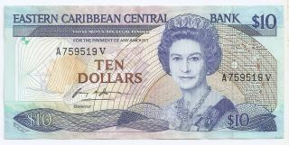 East Caribbean 10 Dollars Nd (1985 - 93) V St.  Vincent