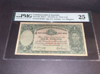 Pmg Graded Commonwealth Of Australia Nd (1942) 1 Pound Banknote P26b