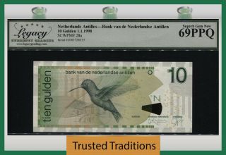 Tt Pk 28a 1998 Netherlands Antilles 10 Gulden Lcg 69 Ppq Highly Coveted Grade