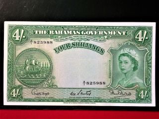 1953 Bahamas 4 Shillings Banknote @ Prefix A/i