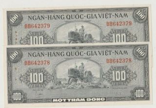 South Vietnam P 8 Tractor 2 X 100 Dong 1955 Au Consecutive