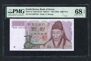 South Korea 1000 Won Nd (1983) P47 Uncirculated Grade 68
