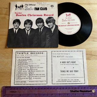 The Beatles 1964 Christmas Flexi,  A Hard Days Night Glasgow Thistle Records Flyer