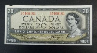 1954 $20 Bank Of Canada Banknote,  Devil Face,