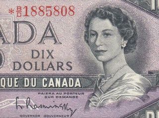 1954 Bank Of Canada Qeii $10 Star Note ( (ef, ))