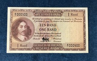 South Africa 1 Rand Banknote (1961) 1st Series Low Number A//1000500 P103a