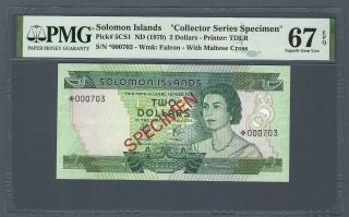 Solomon Islands 2 Dollars 1977 (1979) P - 5cs1 Specimen,  Pmg 67 Epq Gem Unc