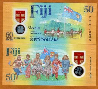 Fiji,  50 Dollars,  2020,  P - Polymer Unc Commemorative 50 Years Independence