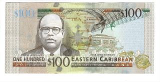 EASTERN CARIBBEAN $100 Dollars aUNC Banknote (2015 ND) P - 55b Prefix WD 2