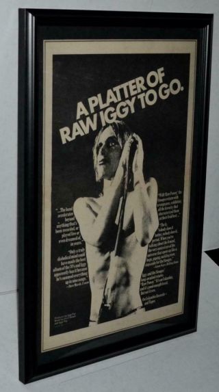 Iggy Pop The Stooges 1973 Raw Power Bowie Produced Framed Promotional Poster /ad