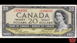 1954 Bank Of Canada 20$ Devil Face Beattie/coyne C/e1294535 - Vf/ef -