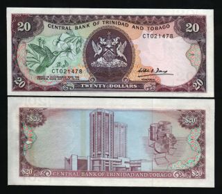 Trinidad & Tobago 20 Dollars P39 B 1985 Bird Steel Drum Unc Money Bill Bank Note