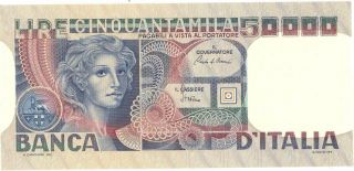 Italy 50,  000 Lire Currency Banknote 1982 Cu