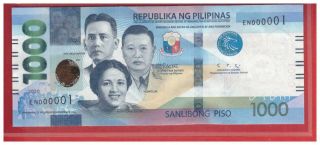 Enhanced 2020 Philippines 1000 Peso Ngc Duterte Diokno Low No.  En 000001 Unc