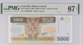 Costa Rica 5000 Colones 2005 P 268ab Gem Unc Pmg 67 Epq