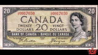 1954 Bank Of Canada 20$ Devil Face Beattie/coyne D/e0917050 - Vf -