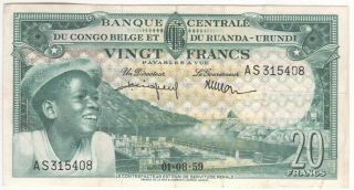 Belgian Congo 20 Francs 1959 P - 31
