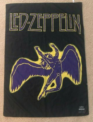 Vintage Led Zeppelin 1993 Fabric Flag Banner Wall Hanging Italy 29 