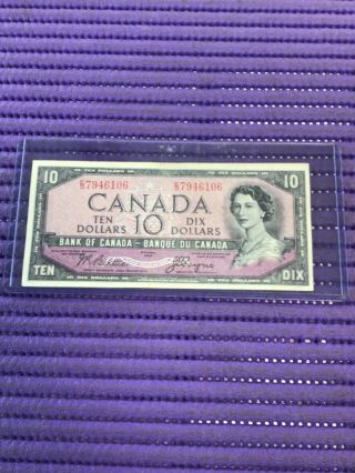 1954 Bank Of Canada $10 Dollar Note Devils Face E/d Beattie/coyne