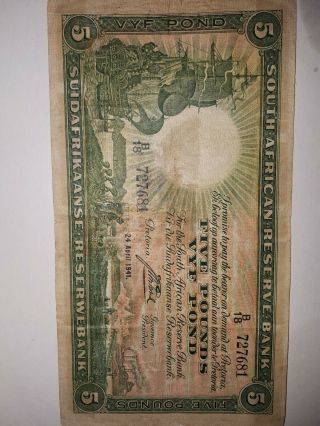 1941 South Africa 5 Pound Note