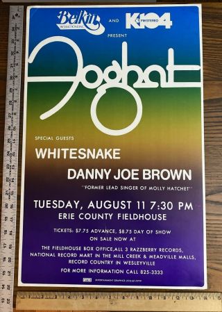 Foghat Whitesnake Dj Brown Poster 1981 Concert Erie Cty Pa Fieldhouse