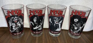Kiss Rock Band - Set Of 4 Pint Glasses (2007) Gene,  Paul,  Ace & Peter