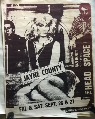 Jane County 1980 Concert Poster Johnny Thunders York Dolls Sex Pistols Cbgb