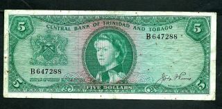 Trinidad & Tobago (p27a) 5 Dollars 1964 Sign.  1