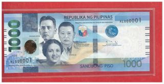Enhanced 2020 Philippines 1000 Peso Ngc Duterte Diokno Low No.  Al 000001 Unc
