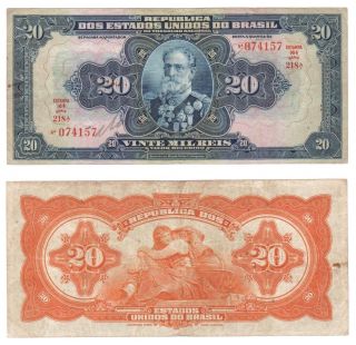 Brazil - 20 Mil Reis Banknote (1931) Pick Ref: 48d - F, .