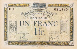 1 Franc Fine - Vf Banknote From French Occupied Territories/sarre 1920 Pick - R5