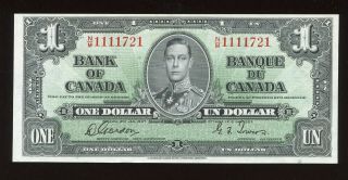 1937 Bank Of Canada $1 - Gordon/towers Signature - S/n:n/m1111721 Bc - 21c