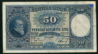 Lithuania 50 Litu 1928,  Pick: 24,  F - Vg