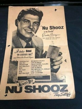 Vintage 1981 Nu Shooz Concert Poster For Oregon Tour.  Ronald Reagan Smoking