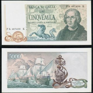 Italy Italia 1973 5000 Lire P102b Pick 102b Unc With A Small Stain Banknote