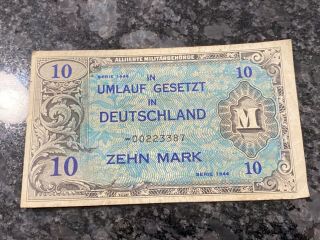 1944 Allierte Militarbehorde 10 Zehn Mark Germany Bank Note