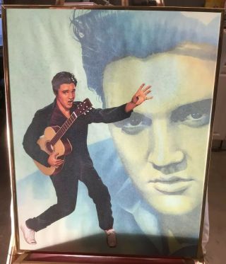 Rare Vintage Elvis Presley Poster Picture " The King " 22x28in Gold Frame