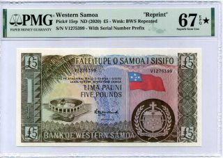 Western Samoa 5 P 1967/2020 P 15 Rp Reprint Gem Unc Pmg 67 Epq Extra Star