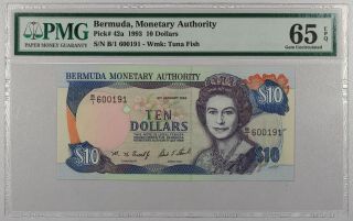 Bermuda $10 1993.  P - 42a.  Pmg Gem Unc 65 Epq