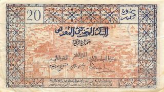 Morocco 20 Francs Nd.  1943 P 39 Series L 271 Circulated Banknote Rcv