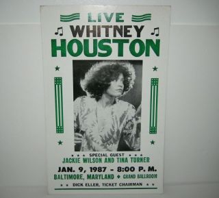 Whitney Houston Jackie Wilson Tina Turner Concert Poster Baltimore Maryland 1987